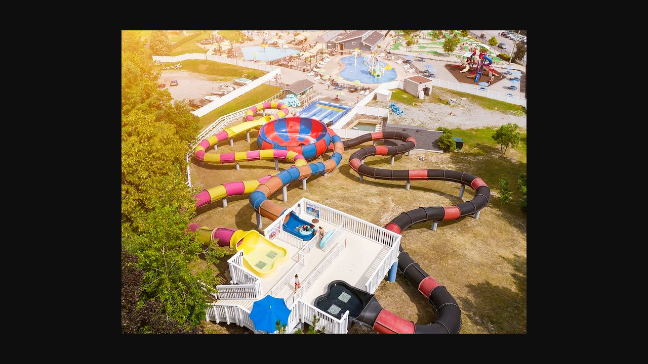 Resort water park with colourful slides and pool